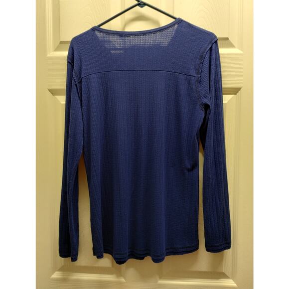 Soft Surroundings Women's Size Large Blue Riley Rib Knit Long Sleeve Popover Top - Picture 3 of 6